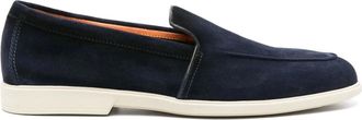 Santoni Suede Moccasin - male - Santoni - Loafers - Blue - 9 1/2 UK - Shoes