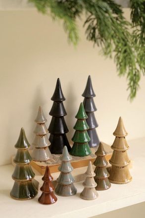 Kalalou Set Of Ten Ceramic Christmas Trees