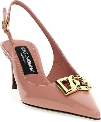 Dolce & Gabbana Womens Lollo Heel Pink Calfskin Leather