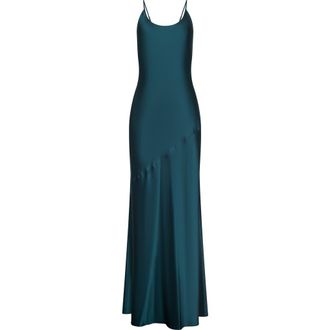 L'agence Charmaine Spaghetti Strap Silk Gown in Deep Teal at Nordstrom Rack, Size 8