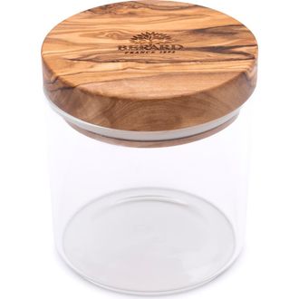 B&eacute;rard Glass Storage Jar With Olive Wood Lid, 13.5-ounce in Brown at Nordstrom