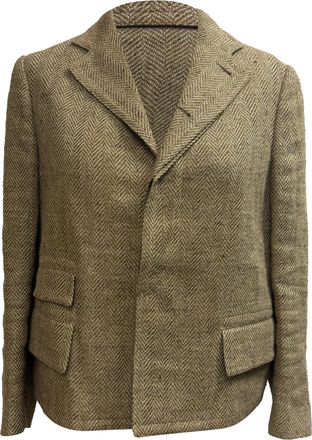 Ralph Lauren Herringbone Blazer in Brown Linen