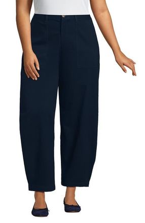 Lands End Plus Size Chino High Rise Barrel Leg Utility Ankle Pants in Radiant Navy at Nordstrom, Size 18W