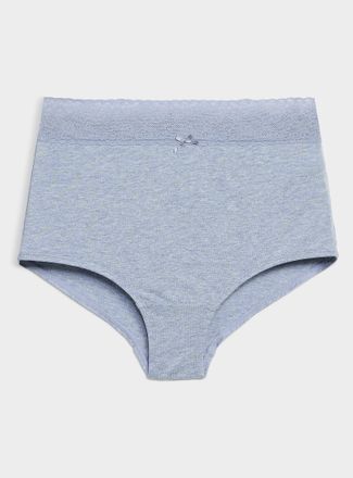 Miiyu Womens Lace trim stretch high-waist boyshort Organic cotton and nylon