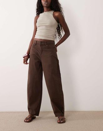 Jacqueline de Yong Susie jeans barrel in marrone cioccolato