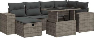 vidaXL Vidaxl - Set De Sof&aacute;s De Jard&iacute;n Y Cojines 8 Piezas Rat&aacute;n Sint&eacute;tico Gris