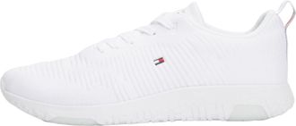 Tommy Hilfiger Mens Corporate Knit Rib Runner Trainers, White (White), 6.5