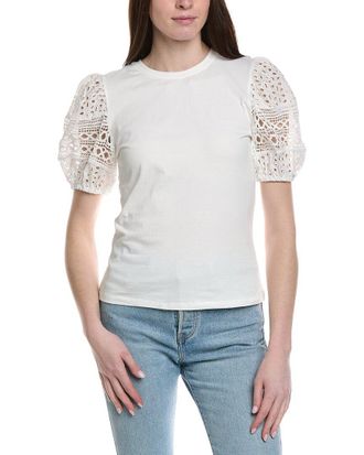 Ellen Tracy Eyelet Puff Sleeve Top