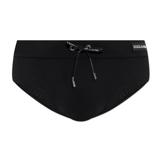 Dolce & Gabbana Badmode, Heren, Zwart, XL, Nylon, Zwemboxers met Logo