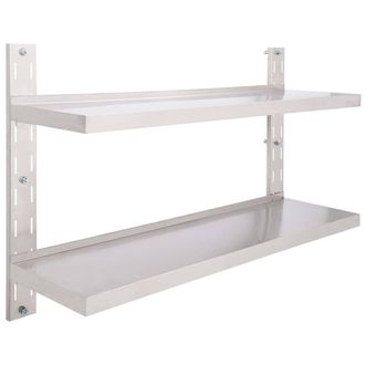 Berkfield Home 2-Tier Floating Wall Shelf Stainless Steel 120x30 cm in Grey