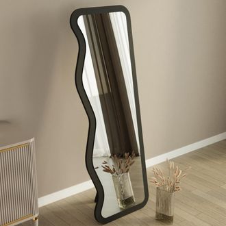 Dmora Espejo Bissonen, Forma Rectangular, Tipo De Pie, Estructura Transparente, 50x160h Cm Negro