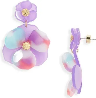 Nordstrom Pansy Drop Earrings in Purple Multi- Gold at Nordstrom