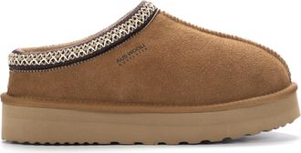 Aus Wooli Australia Womens Australia Mentone Platform Slippers - Tan Suede - Size UK 4