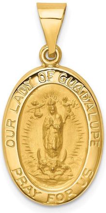 Diamond2Deal 14k Yellow Gold Polished and Satin Our Lady Guadalupe Medal Hollow Pendant