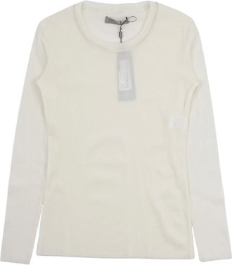 D.exterior Long Sleeve Tops, female, White, Size: M Ribbed Long Sleeve Top