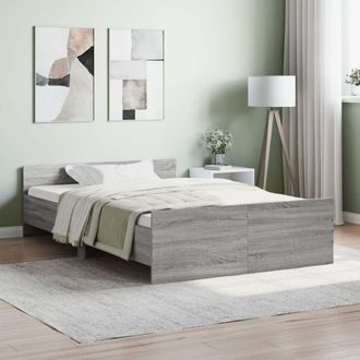 Berkfield Home Bed Frame with Headboard & Footboard Grey Sonoma 120x190 cm Small Double