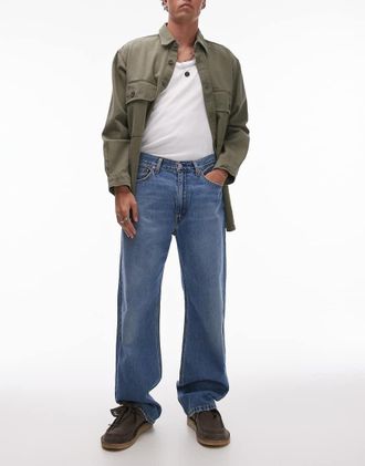 Levi's 565 loose straight fit lightweight jeans in mid wash-Blue