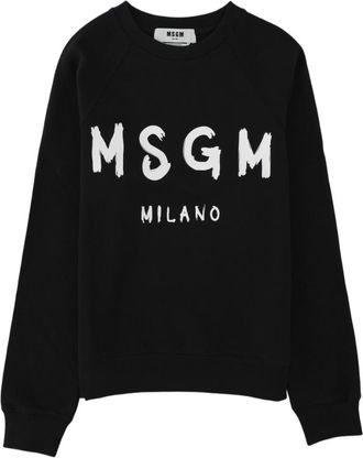 Msgm Black Brushstroke Cotton Sweatshirt