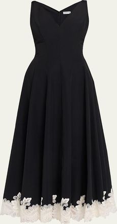 SIMKHAI Mira Cotton Faille Lace Midi Dress