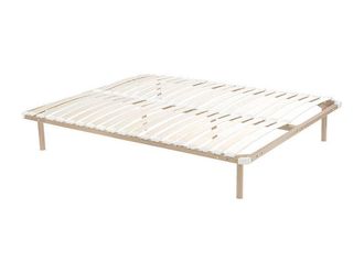 Vente-Unique Slatted Bed Base 180 X 200 Cm - 2X19 Slats - With Legs - Beige | Size: Double