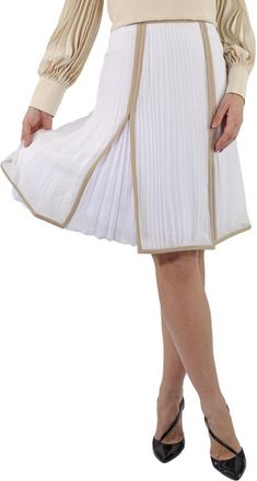 Burberry Ladies Silk Pleated Skirt In Magnolia, Brand Size 4 (US Size 2)