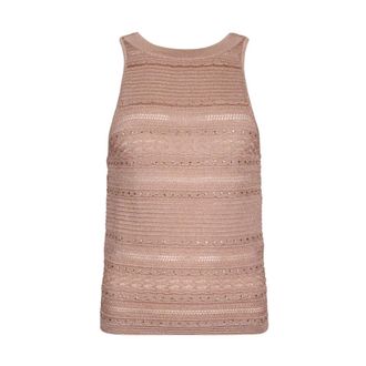 Liu Jo Sleeveless Tops, female, Pink, Size: M Openwork Knit Top