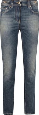 Versace Slim-fit Jeans - Dames - Slim Fit Jeans - Blauw - W29 - Katoen - Jeans