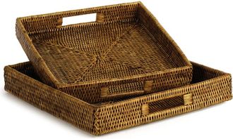 Napa Home & Garden Set Of 2 Burma Rattan Square Table Trays