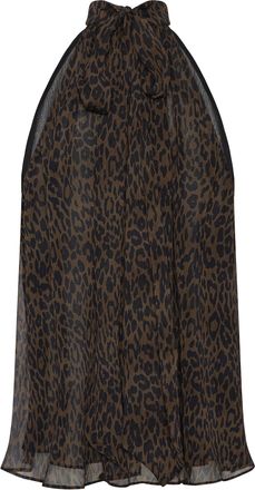 Rotate Womens Sleeveless Halter Top Brown Tops