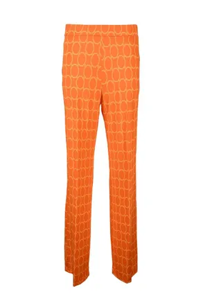 Caractere Fluid Viscose Stretch Trousers with Circular Pattern