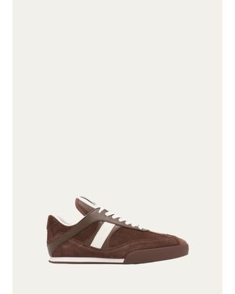 Chlo&eacute; Kick Mixed Leather Retro Low-Top Sneakers