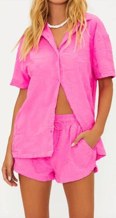 Beach Riot Mabel Short Sleeve Shirt In Pink