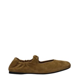 Miu Miu geraffte Lederballerinas Damens Gr&uuml;n/Oliv