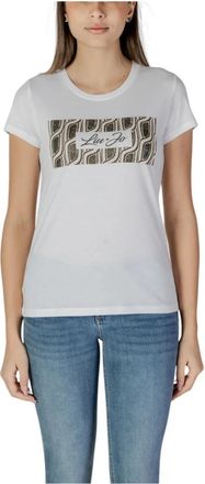 Liu Jo Witte Bloemen T-shirt - Dames - T-shirts - Wit - S - Katoen - Tops
