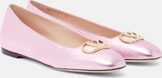 Valentino Garavani VLogo metallic leather ballet flats