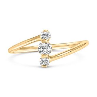 House of Brilliance 10K Gold 1/4 Cttw Lab Grown Diamond Vertical Three Stone Ring in Yellow at Nordstrom, Size 7.5