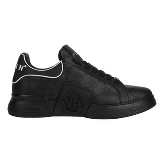 Philipp Plein Schoenen, unisex, Zwart, 46 EU, Leer, Low Top Sneakers Phantom Monogram