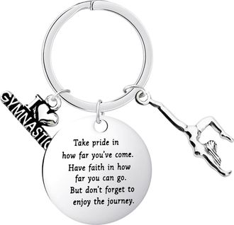 Generic Gymnastics Keychain for Girls, Gymnast Keyring - Stainless Steel Bag Pendant,Car Key Pendant, Sports Charm Keyring for Women Backpack, b, riferimento 