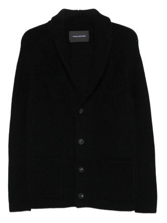 Tagliatore shawl-collar ribbed cardigan - men - Virgin Wool/Elastane - 46 - Black