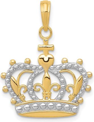 Diamond2Deal 10k Yellow Gold Rhodium Crown Pendant