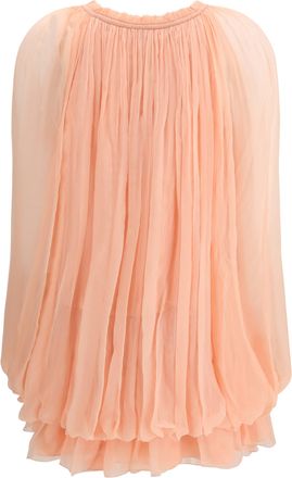 Chlo&eacute; Womens Mini Dress With Cape Silk Muslin Tan Rose