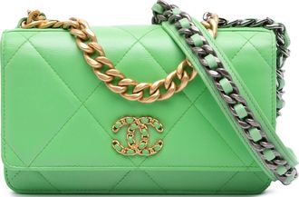 Chanel Pre-owned Womens 19 Flap Bag Chain Strap - Mint Leather - One Size