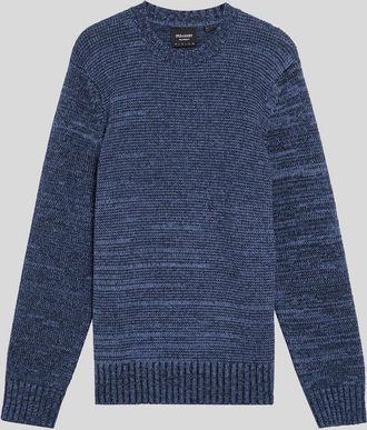 Lyle & Scott Mens Knitted Marl Crew Neck Jumper - Navy Cotton - Size X-Large