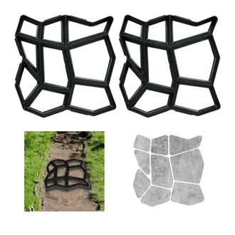 Relaxdays Set Da 2 Stampi Per Cemento, Accessorio Per Pavimentazione, Hlp 4x42x42 Cm, Vialetti, Giardino, Plastica, Nero - Relaxdays