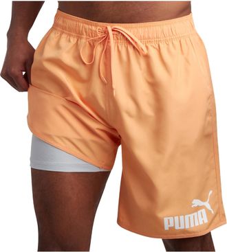 Puma Mens Bathing Suit - Quick Dry Swimsuit Trunks with Mesh Compression Liner - 8 Inseam Swimwear (S-XL), Orange, L