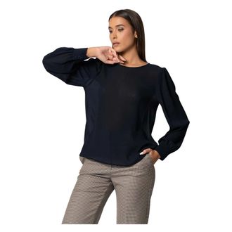Kocca Overhemden, Dames, Blauw, L, Blouse met lange mouwen en pofschouders