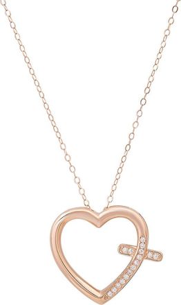 Queen Jewels Cubic Zirconia Heart Cross Pendant Necklace in Rose Gold at Nordstrom Rack
