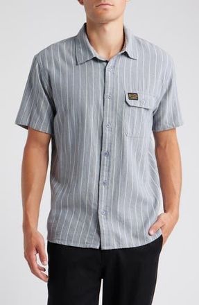 Rvca Dayshift Stripe II Short Sleeve Button-Up Shirt in Chambray at Nordstrom Rack, Size Xx-Large