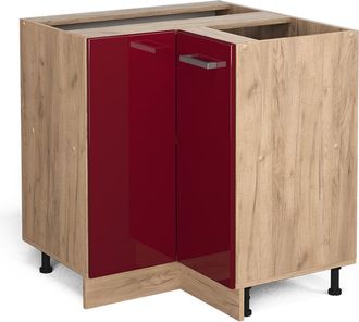 Vicco Armario De Esquina R-line, Rojo Burdeos Alto Brillo, 75.6 Cm Sin Encimera