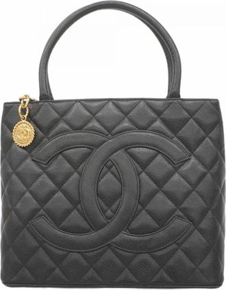 Chanel Black Grained Calfskin Tote Bag (Pre-Owned)